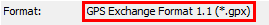 RouteConverter showing the detected format of an opened file